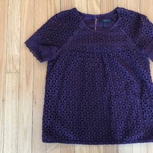 J. Crew purple cotton eyelet top size 4